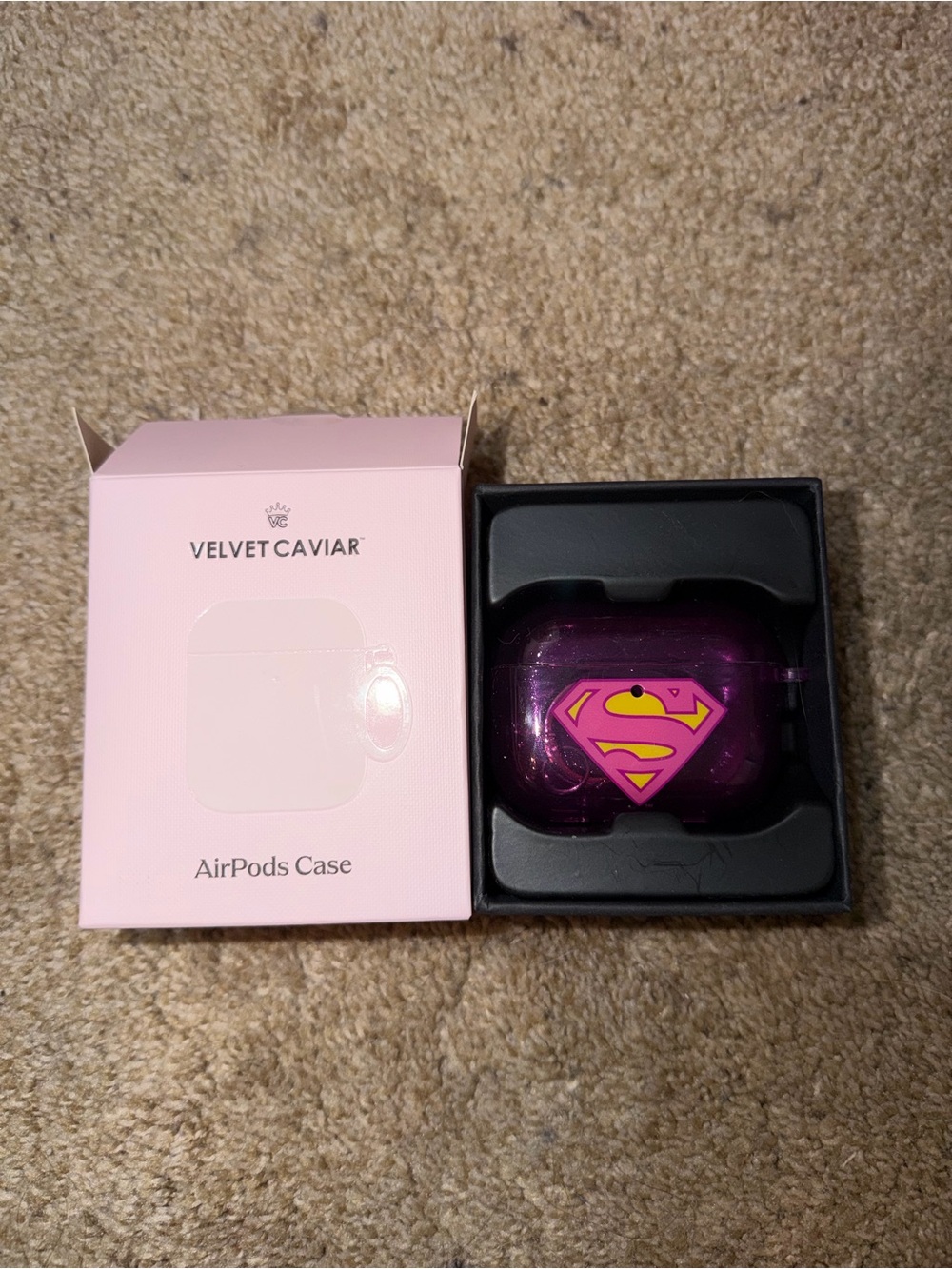 Velvet Caviar Supergirl AirPod Pro 3 case